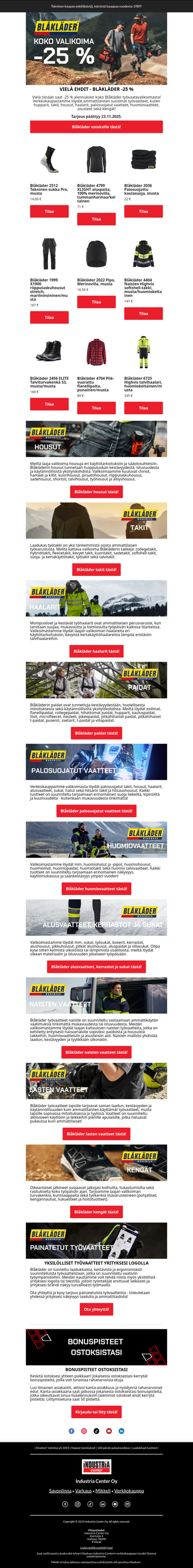 KIIREHDI: Blåkläder työvaateale päättyy tänään!