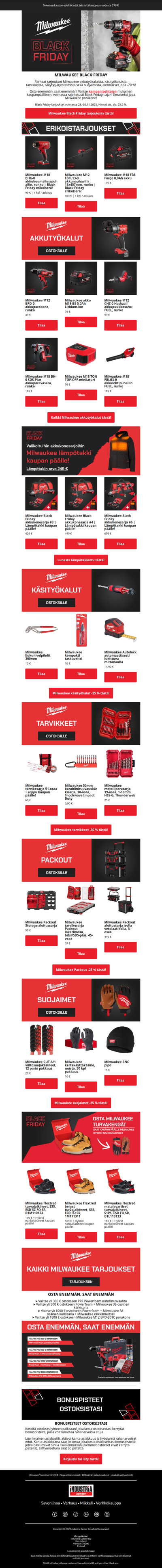 Milwaukee alennukset jopa -70 % 🔥