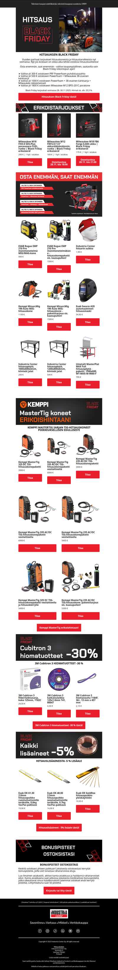 Hitsauksen Black Friday tarjoukset