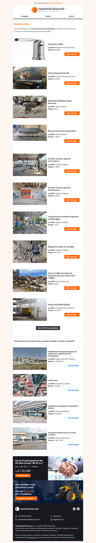 Non farti sfuggire le migliori aste industriali