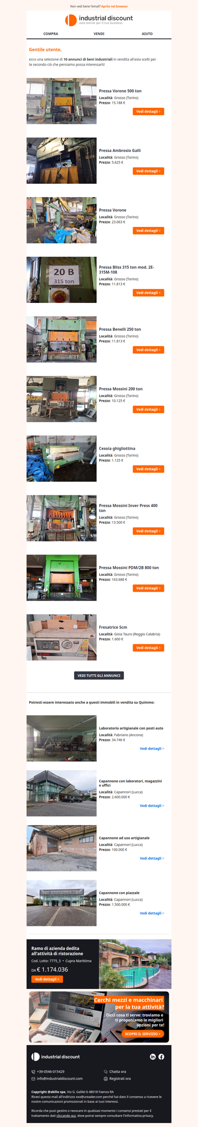 Non farti sfuggire le migliori aste industriali