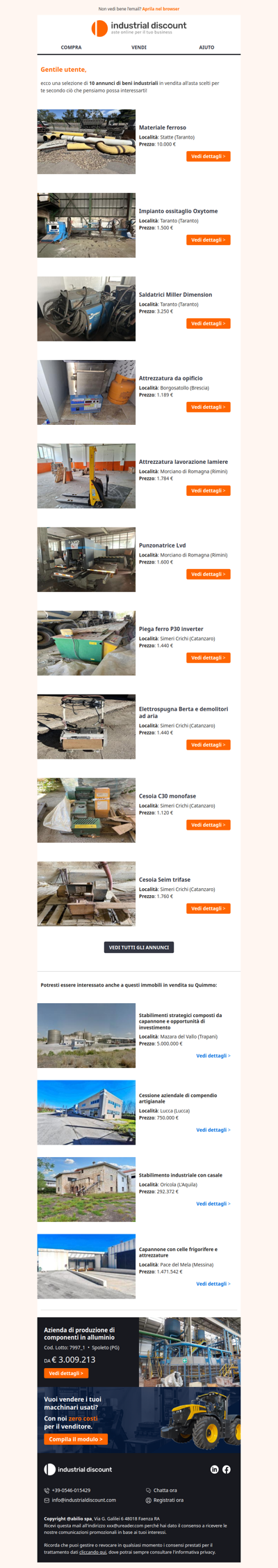 Non farti sfuggire le migliori aste industriali