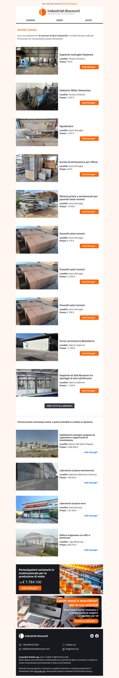 Non farti sfuggire le migliori aste industriali