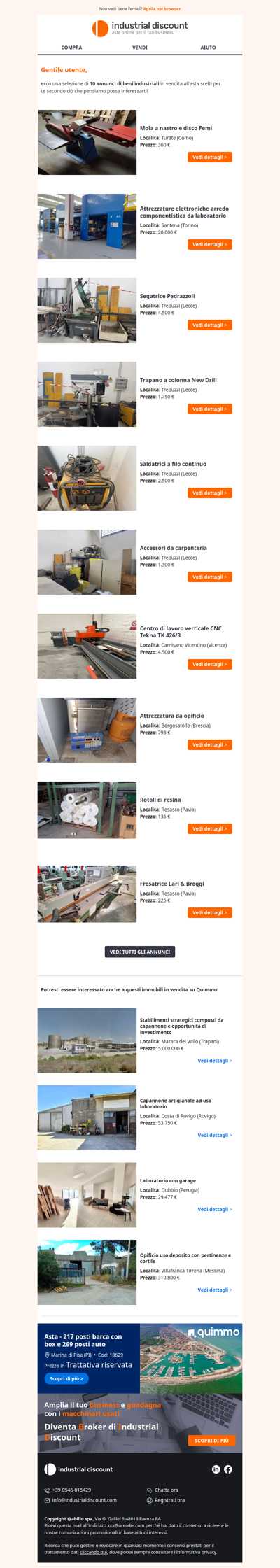 Non farti sfuggire le migliori aste industriali