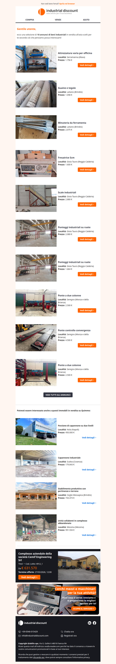 Non farti sfuggire le migliori aste industriali