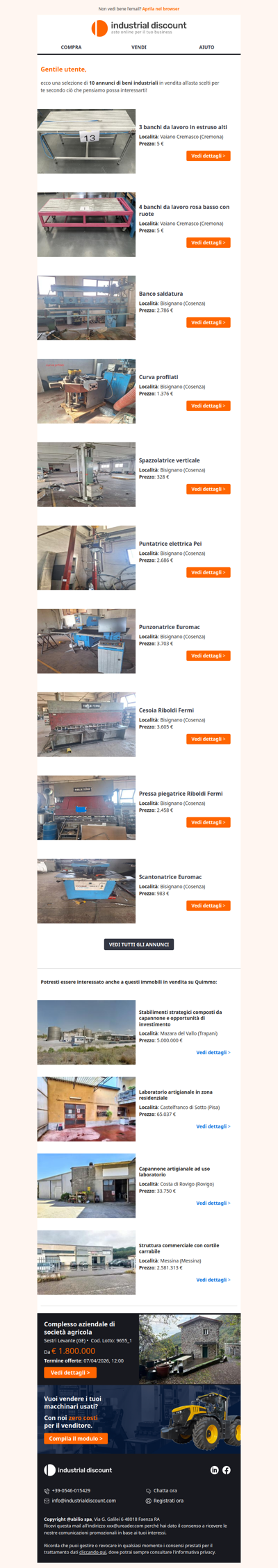 Non farti sfuggire le migliori aste industriali