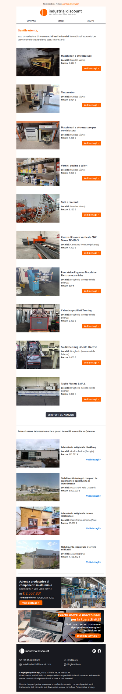 Non farti sfuggire le migliori aste industriali