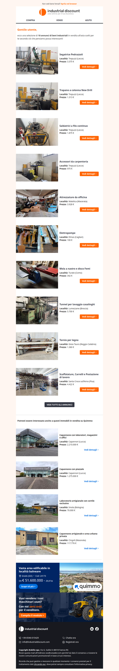 Non farti sfuggire le migliori aste industriali