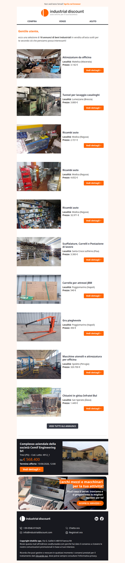 Non farti sfuggire le migliori aste industriali