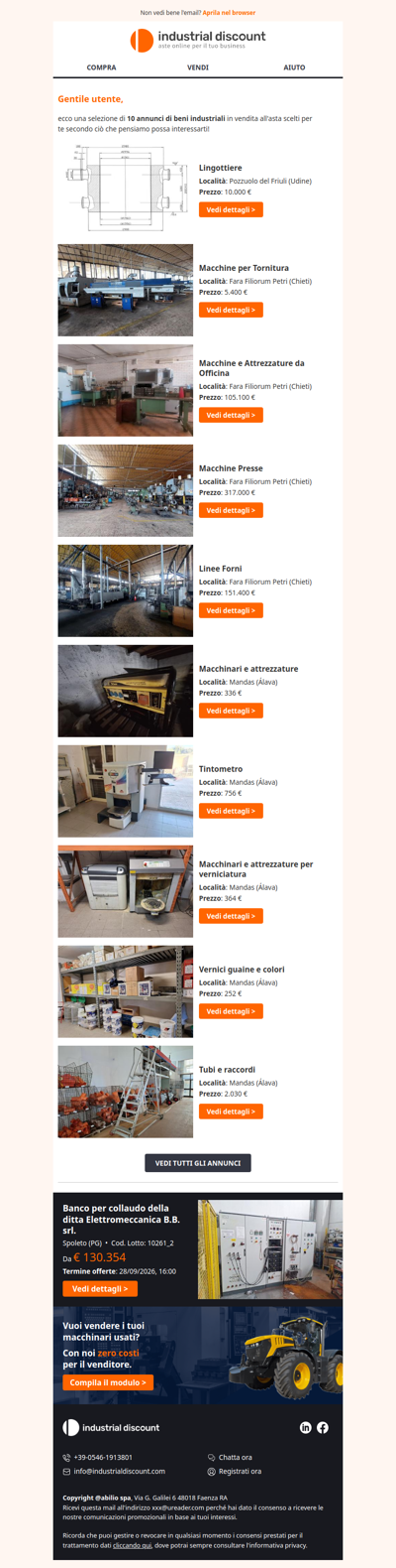 Non farti sfuggire le migliori aste industriali