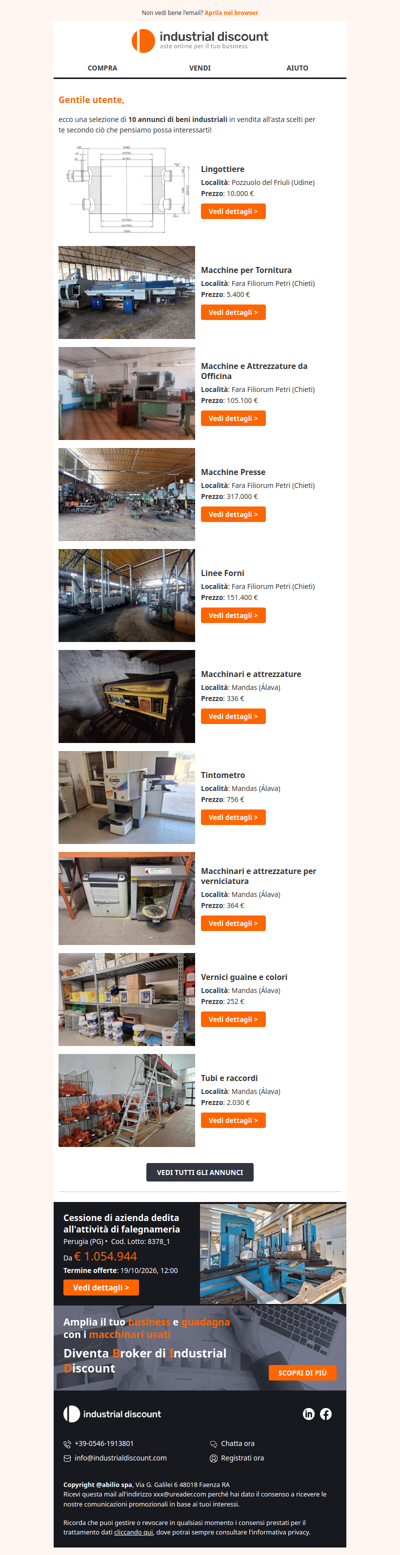 Non farti sfuggire le migliori aste industriali