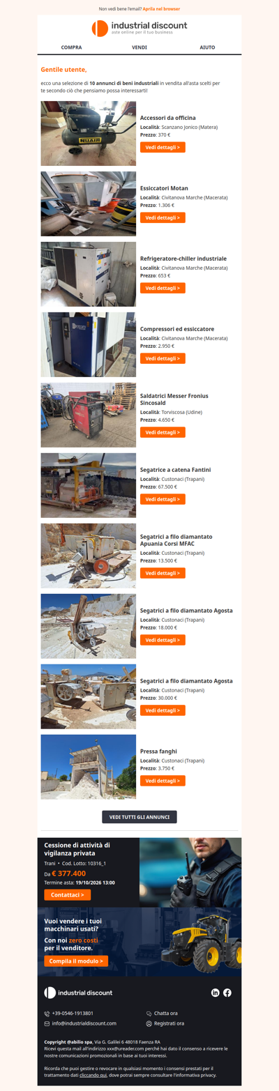 Non farti sfuggire le migliori aste industriali
