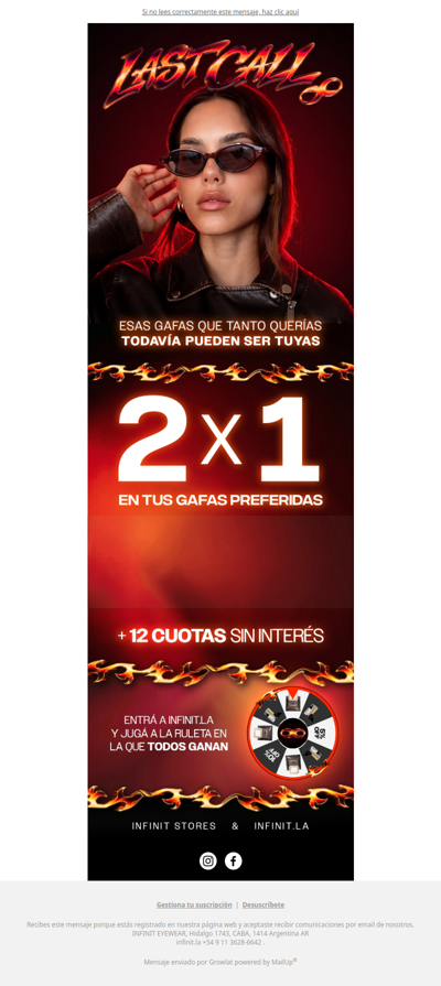 📞Last call: 2x1 en gafas + 12 cuotas sin interés 🔥