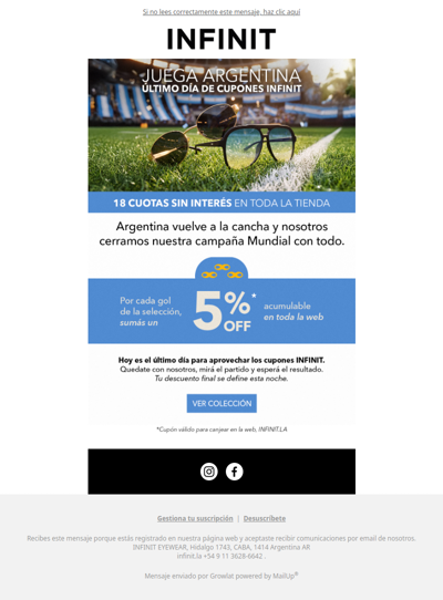 ⚽Por cada gol de la Selección, sumás un 5% OFF 👓