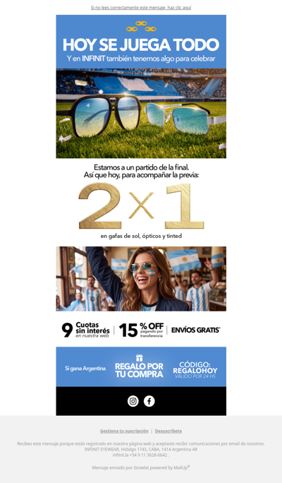 ⚽Hoy vale el doble: 2x1 + Envío gratis👓