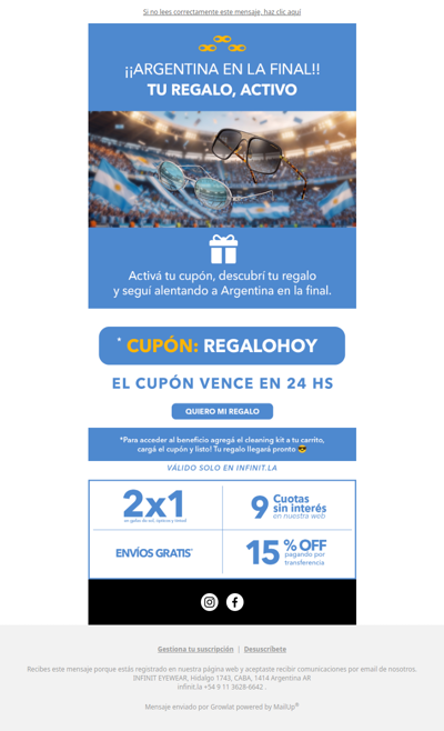 ⏰¡Últimas horas! Envío gratis + 2x1 con cupón 👓