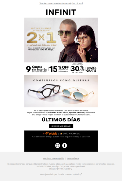 🚨¡Última chance! 2x1 en 👓, Envío gratis y más✨