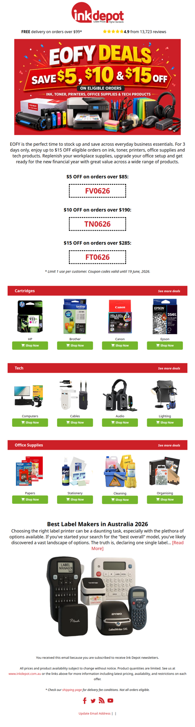 EOFY Deals: Take up to $15 OFF your next order! 😲