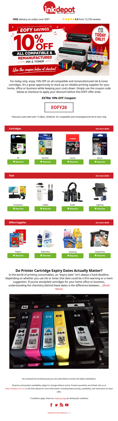TODAY ONLY - 10% OFF Compatible Ink & Toner 🏷️💥