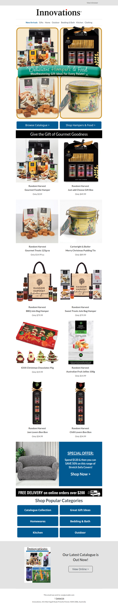 Don’t miss our great range of delicious Hampers & Food!