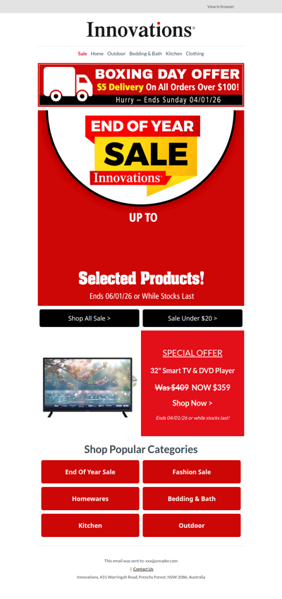 Boxing Day Offer: $5 Delivery on Orders Over $100 🚚