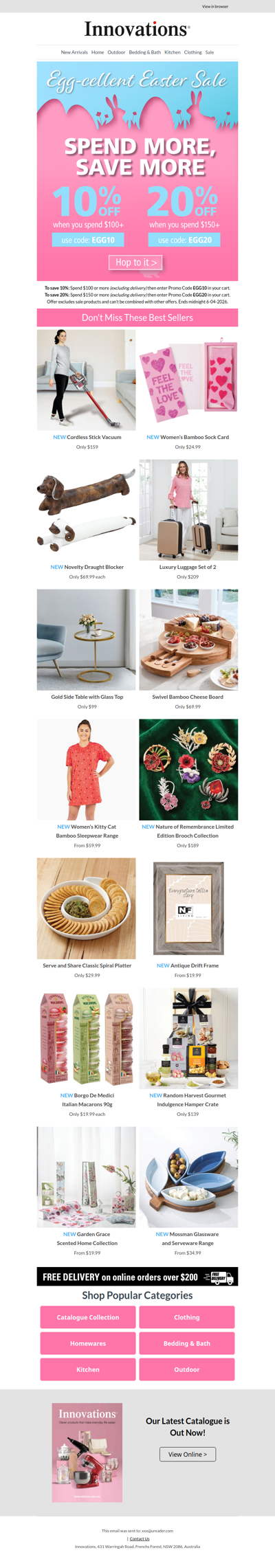 Easter Sale Continues: 10% off over $100 | 20% off over $150