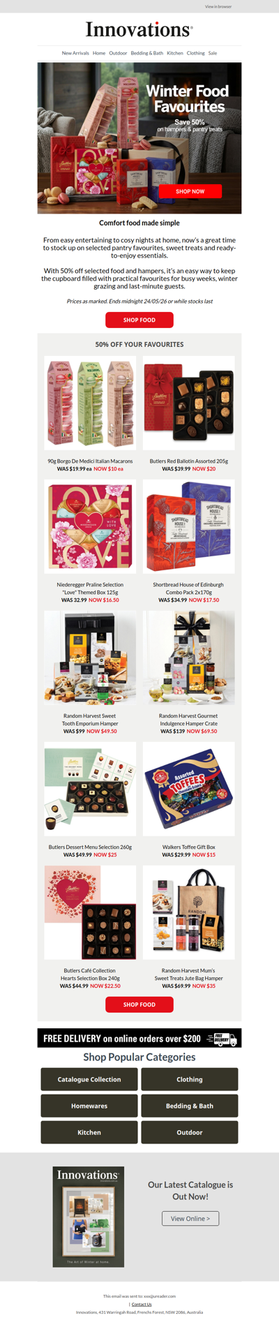 Winter Food Favourites | Save 50% on hampers & pantry treats