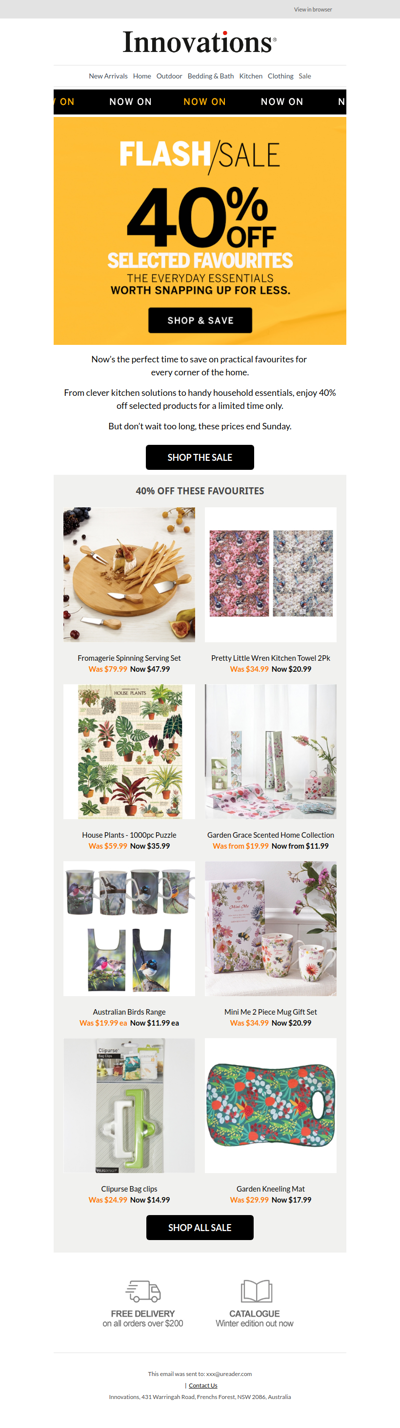 Flash Sale: Enjoy 40% off selected favourites