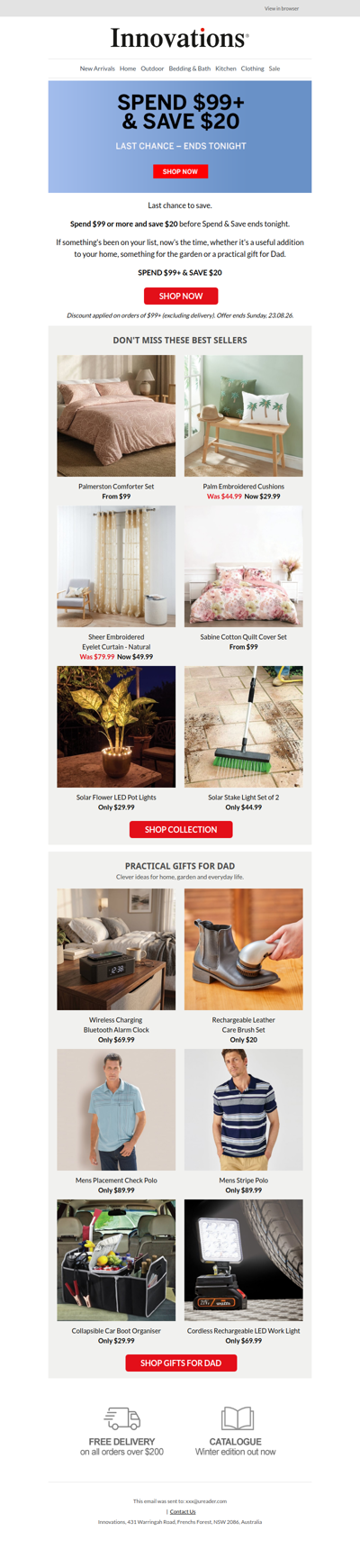 Last Chance | Spend $99+ & Save $20