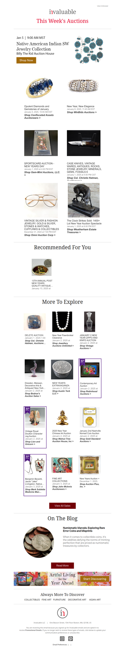 Featured Sales: Jewelry, Collectibles & Decorative Art