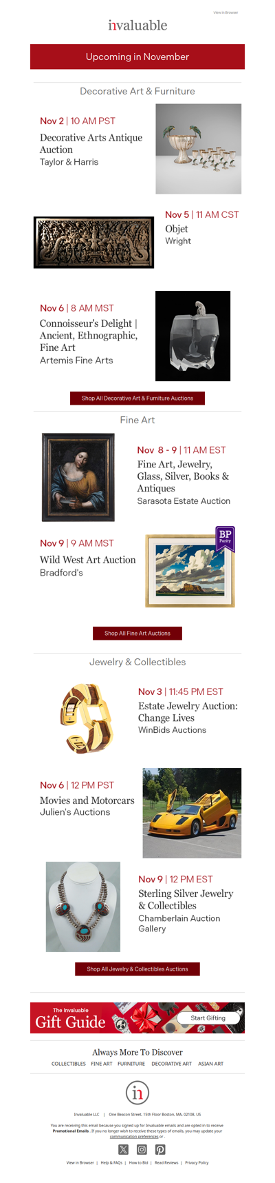 Your November Calendar: Jewelry, Collectibles & Decorative Art