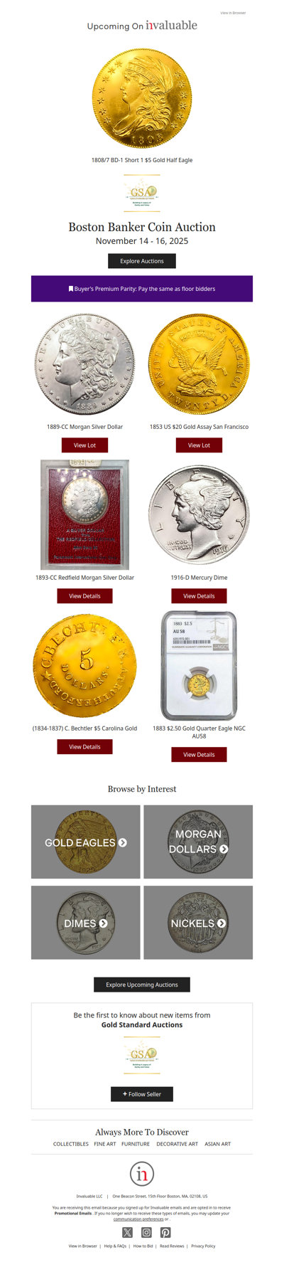 Boston Banker Coin Auction