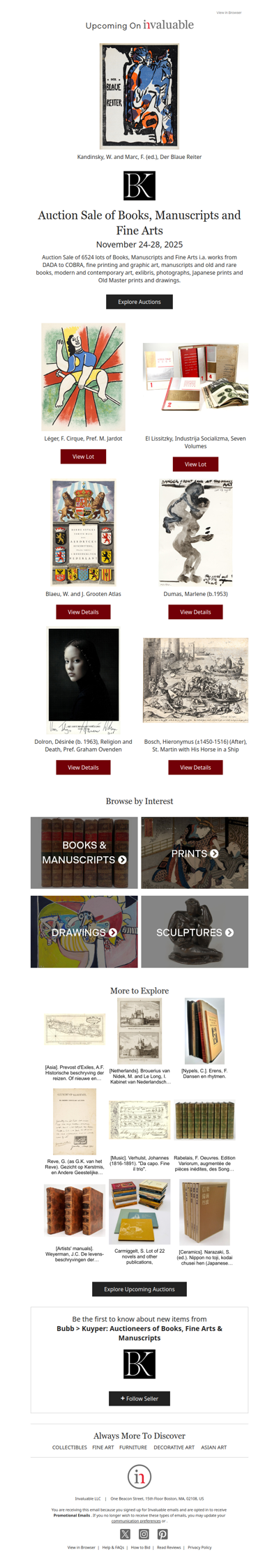 [Corrected Sale Dates] Auction Sale of Books, Manuscripts and Fine Arts