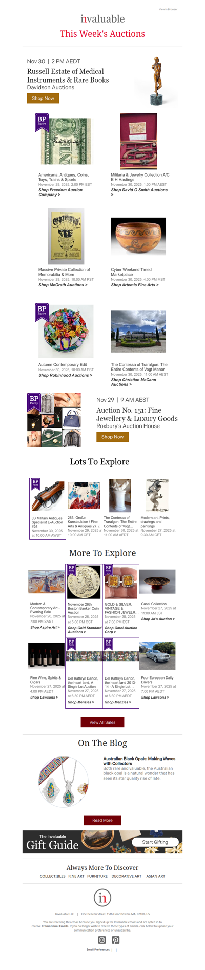 Featured Sales: Collectibles, Jewelry & Fine Art