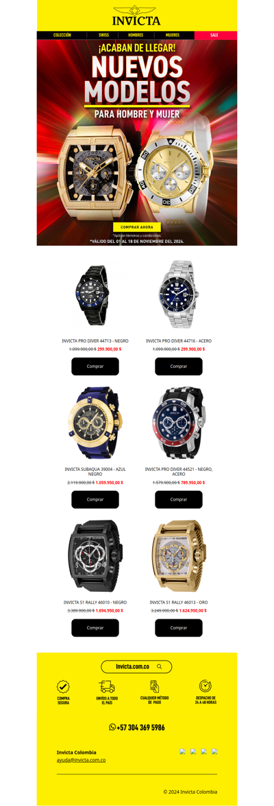 ¡NUEVOS MODELOS INVICTA! Encuentra tu próximo reloj favorito ⌚️