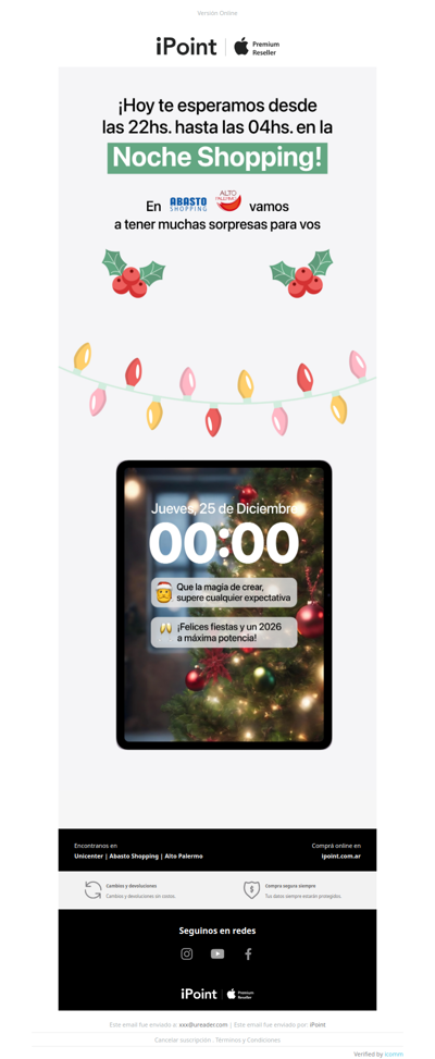 ¡Felices Fiestas! Te esperamos hoy en la Noche Shopping!