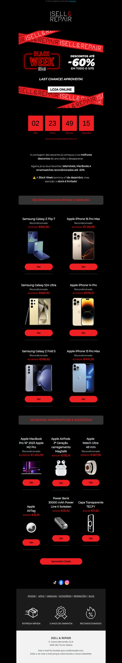 Last Call 📢 BlackWeek: até -60% em tudo!