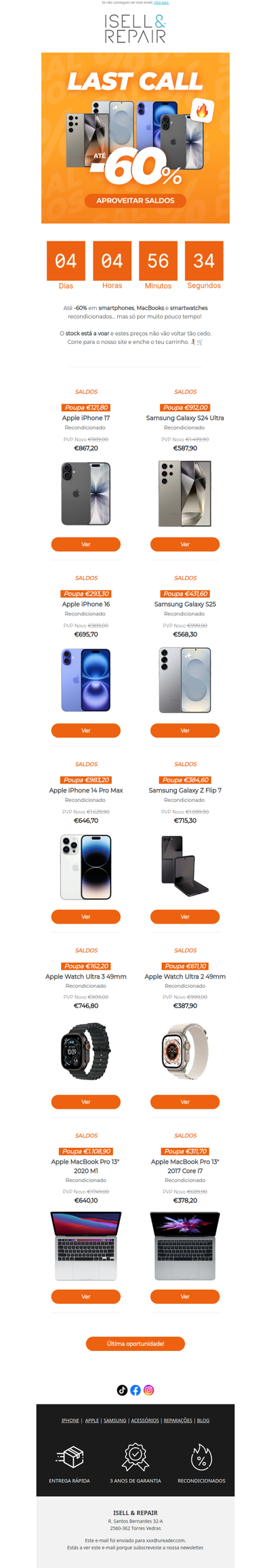 🔥 Últimos dias de saldos até -60%