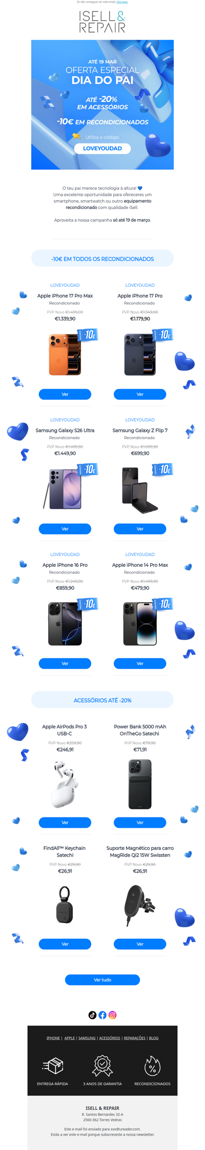 🎁 Dia do Pai: -10€ em todos os recondicionados!