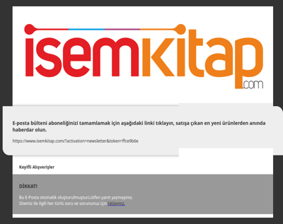 E-Bülten Abonelik Onayı | www.isemkitap.com