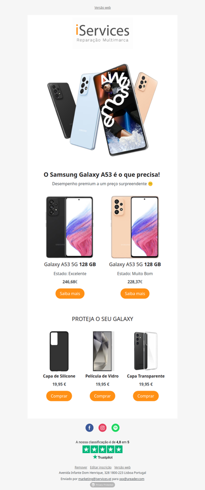 O Samsung A53 chegou à iServices! Aproveite já 🥳