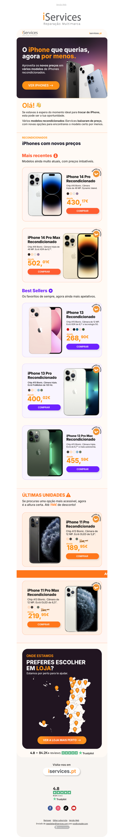 🔥 Descida de preços nos iPhones recondicionados 📉