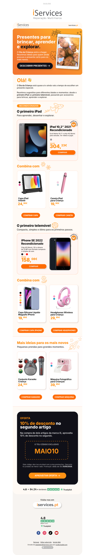 🎁 Ainda vais a tempo do presente do Dia da Criança 🎈
