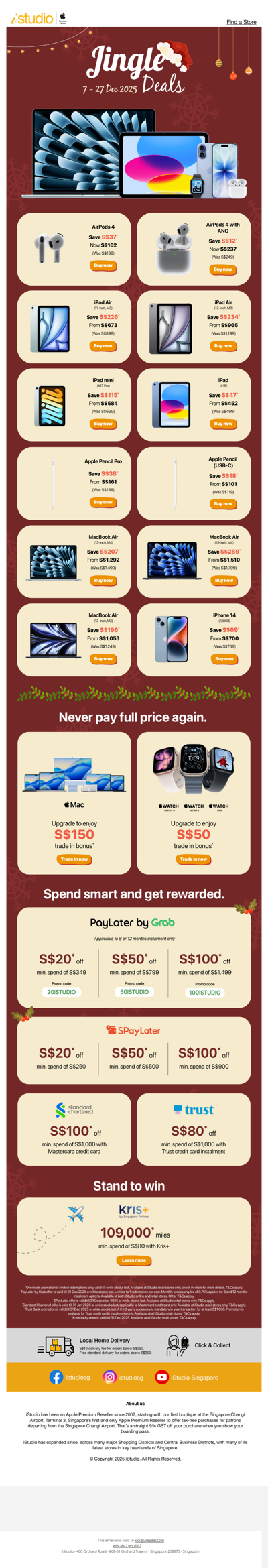 <ADV> Jingle Deals are ringing — Shop the perfect Apple Gift with up to S$289 off @ iStudio 🎁❄️