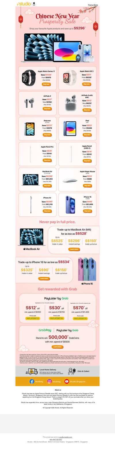 <ADV> Start the Year with Prosperous Savings up to S$296 @ iStudio 🍊