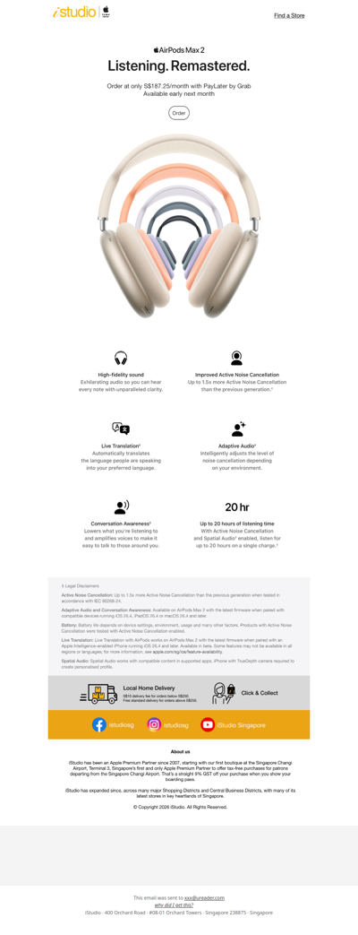 <ADV> Listening. Remastered. Order the new AirPods Max 2 at iStudio 🎧✨