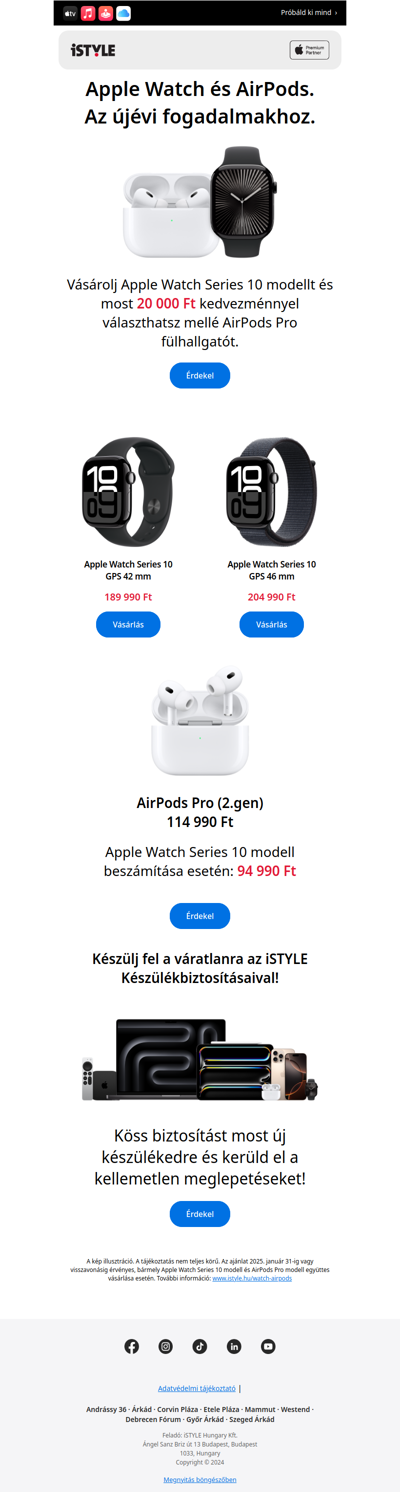 Apple Watch és AirPods. Az újévi fogadalmakhoz.