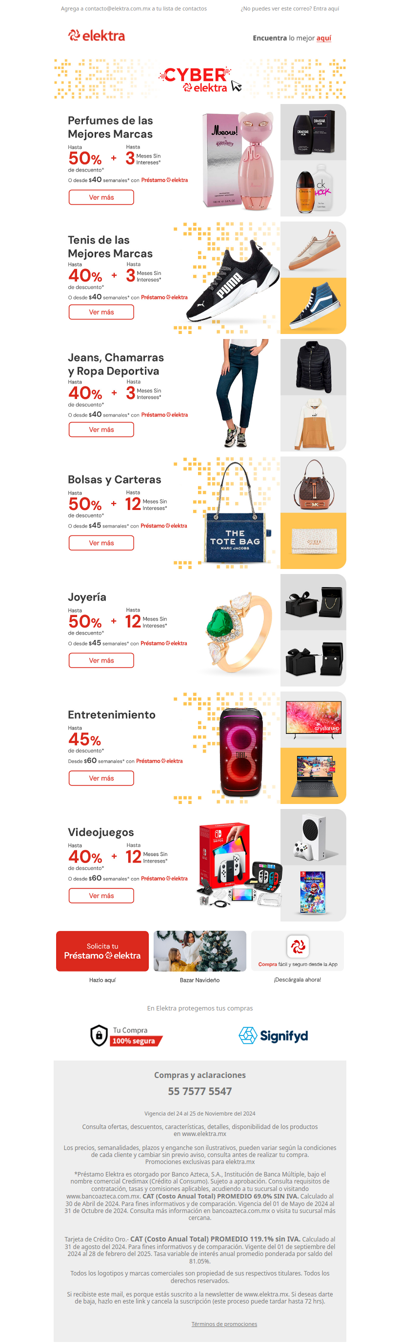 Perfumes de las Mejores Marcas hasta -50% + hasta 3 MSI en Cyber Elektra