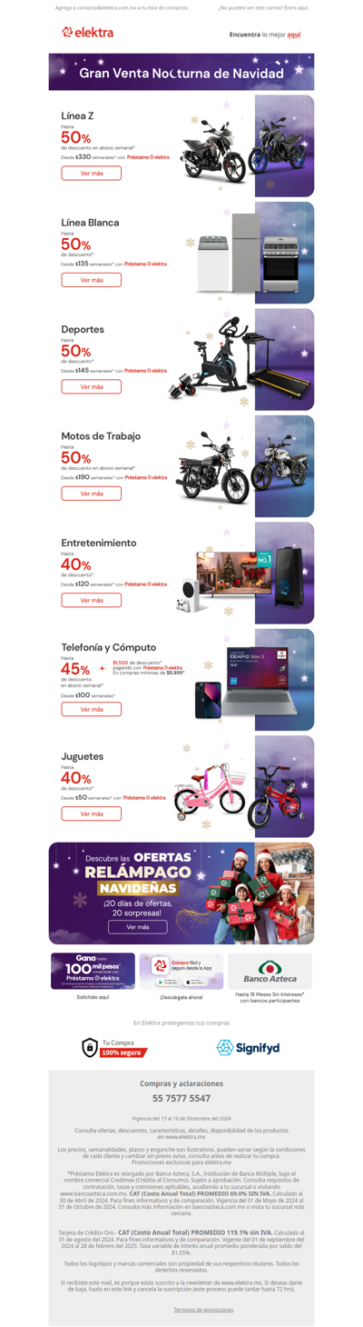 🌙 ¡Arranca la GRAN Venta Nocturna Navideña! 🎄✨ Motos Línea Z, hasta -50% en abono semanal