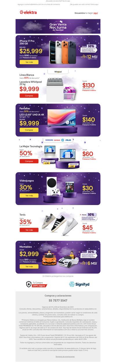 🔥 ¡Inicia la Última Venta Nocturna de Navidad! 🌙 Desde $60 semanales✨